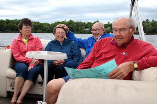 What is going on in the back of the boat?