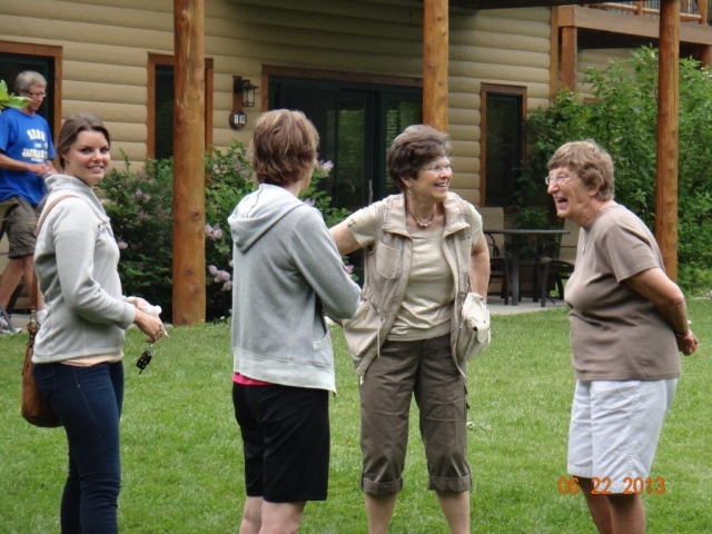 Chatting and laughing.  :)