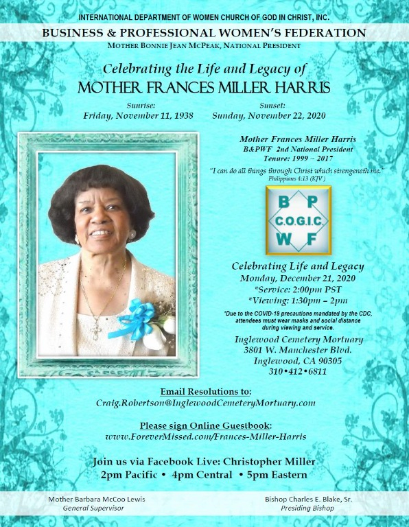 Homegoing Announcement for Frances Hazel Peterson Miller
