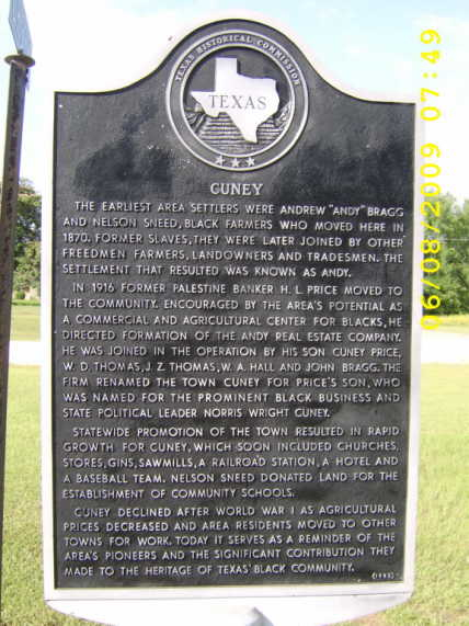 Settlement of Andy, Texas was purchased by H.L. and renamed Cuney, Texas after his son Wright Cuney Price who was named after his best friend Norris Wright Cuney of Galveston, Texas