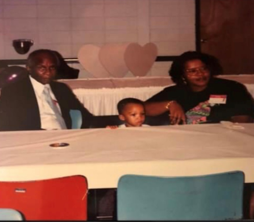 Vernel Brown Sr. with daughter Annette Brown Roby , and greatgrand son Jonnell Manuel
