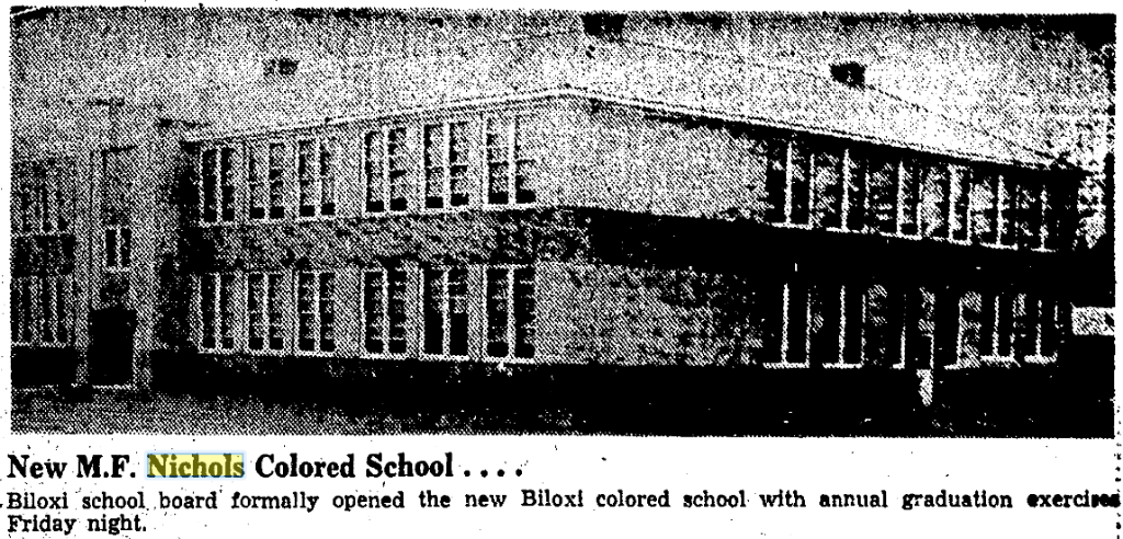 M.F. NICHOLS Colored High School - Vernel Brown Sr. Graduated 1936