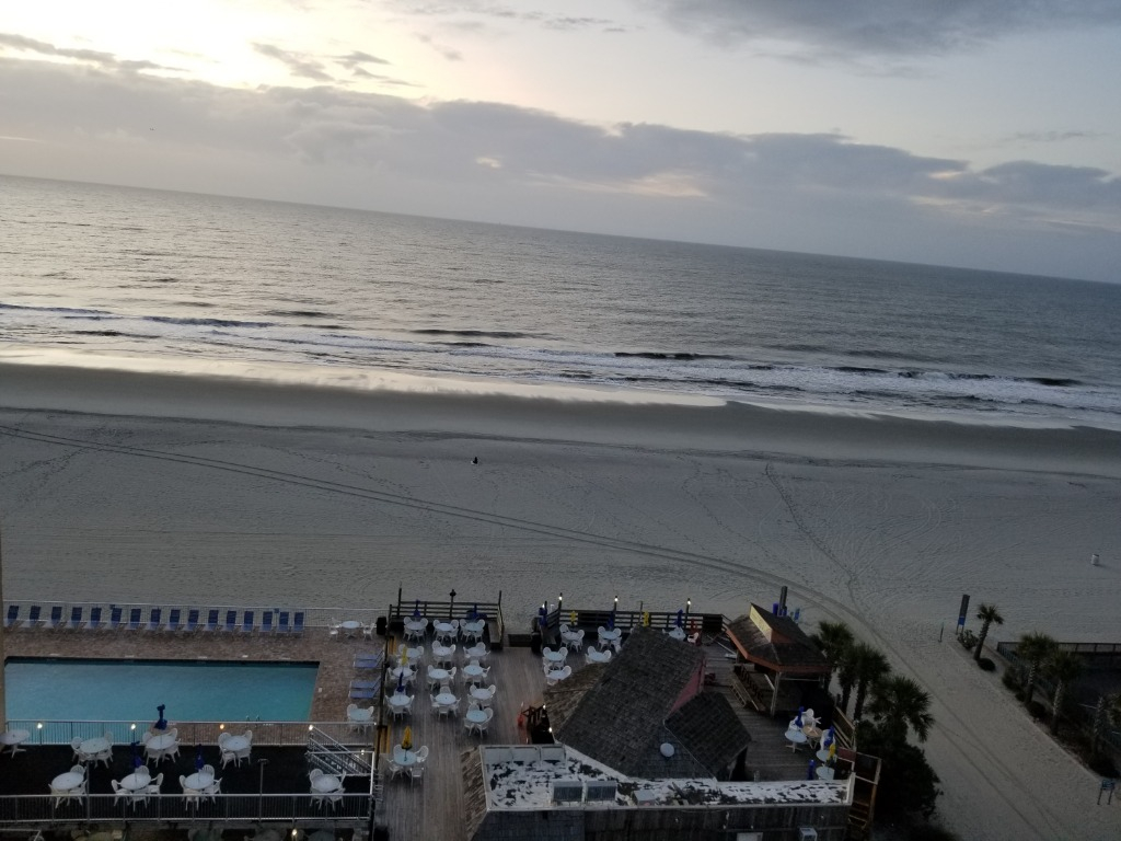 Beach view from hotel balcony