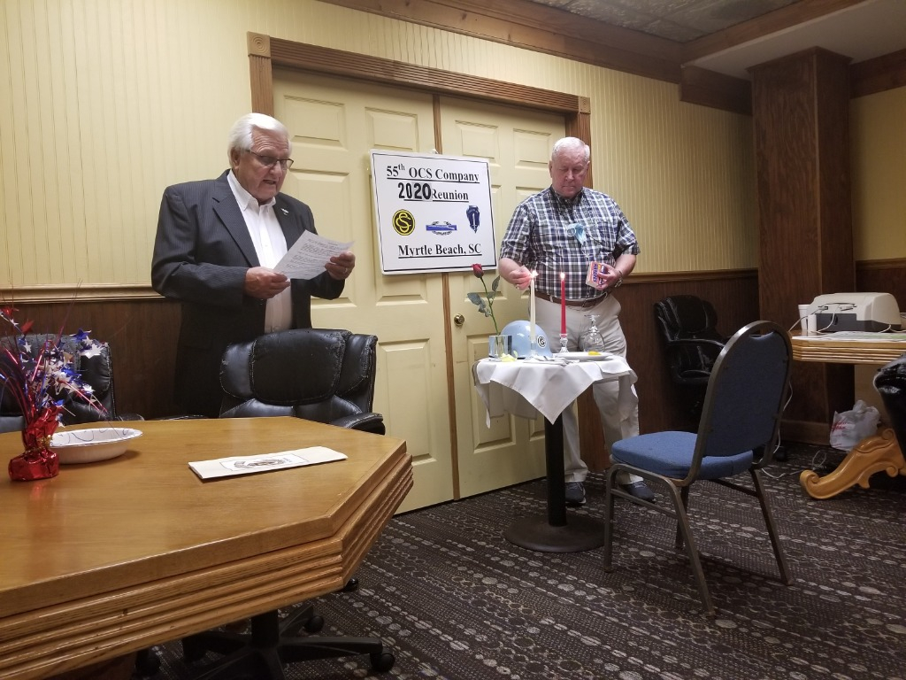 Donn Berney & Fred Spaulding giving the Memorial Ceremony for deceased Classmates