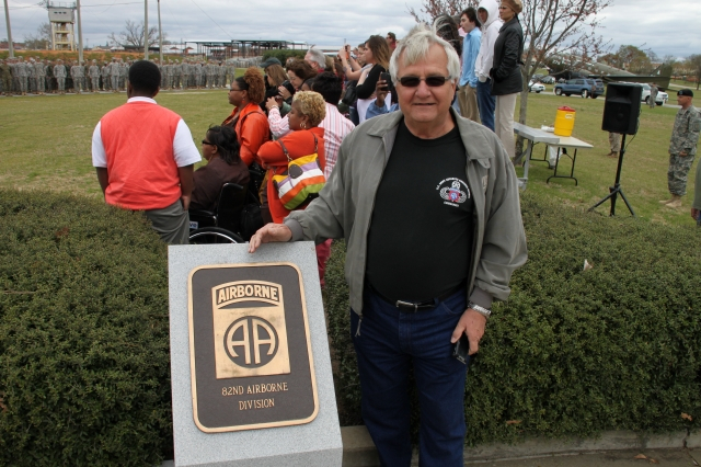 1st Platoon Classmate Donn Berney standing in front of the 82nd Airborne Division monument- one of the many airborne units Donn served with while on active duty.