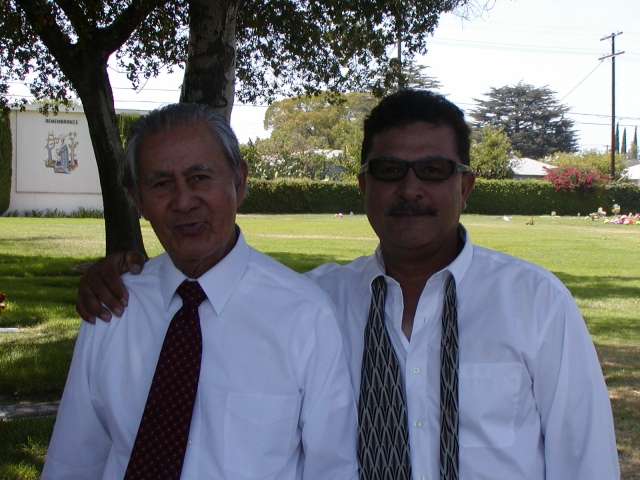 Two of the best in-laws any family could want, Tino Ae and John Gurr at the graveside services for Salu, Alamoni and Kipeni.