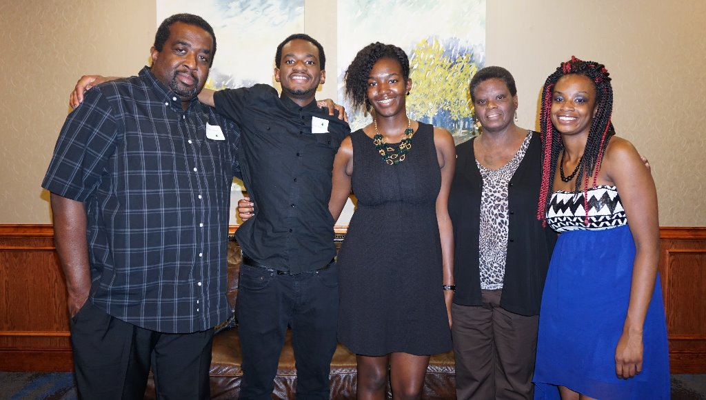 Immediate family of Toni (Rainey) Williams, daughter of Claudette Rainey. L-R: Damon Williams, Sr., Damon Williams, Jr., Dionna Williams, and DaMona Williams (far right).