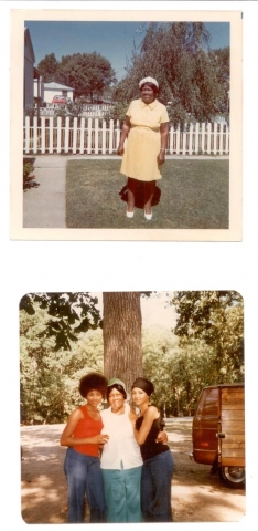 Top: Rosalie (Easter 1972); Bottom, left to right: Rosalee`s granddaughter, Theresa, Rosalee, and Theresa`s little sis, Sarah.