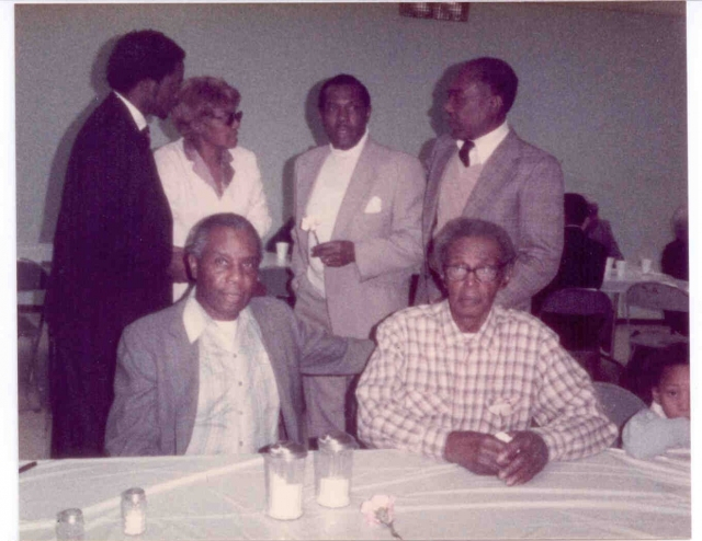 L to R, top to bottom: Unknown (Black Suit), Annabelle Girlie (Brown) Rice, Claude Brown, Walter Brown, Wm Buster Brown, and Samuel Uncle Sam Ewing (Mama Browns brother)