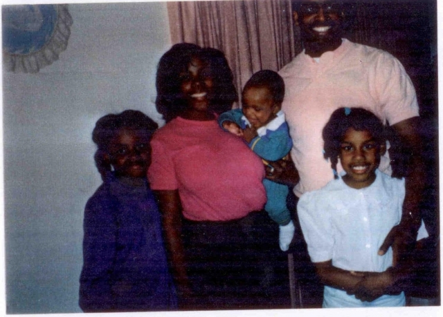 Walter Brown, Srs daughter, Shelia (Brown) Harris, husband Herman Harris, and children (oldest to youngest) Autumn, Melanie, and Aaron. Their most recent arrival (11 years ago, not depicted) is Jennifer.