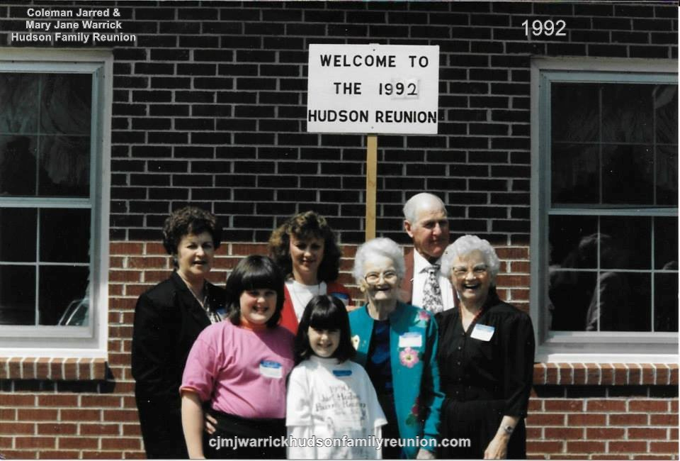 1992 - Family of Bose: First Row: Natalie Ellis, Nicole Ellis, Correna Belle Hudson Boyette, Rhee Boyette Pearson Second Row: Alice Bradsher, Lisa Bradsher Ellis, Claxton Pearson