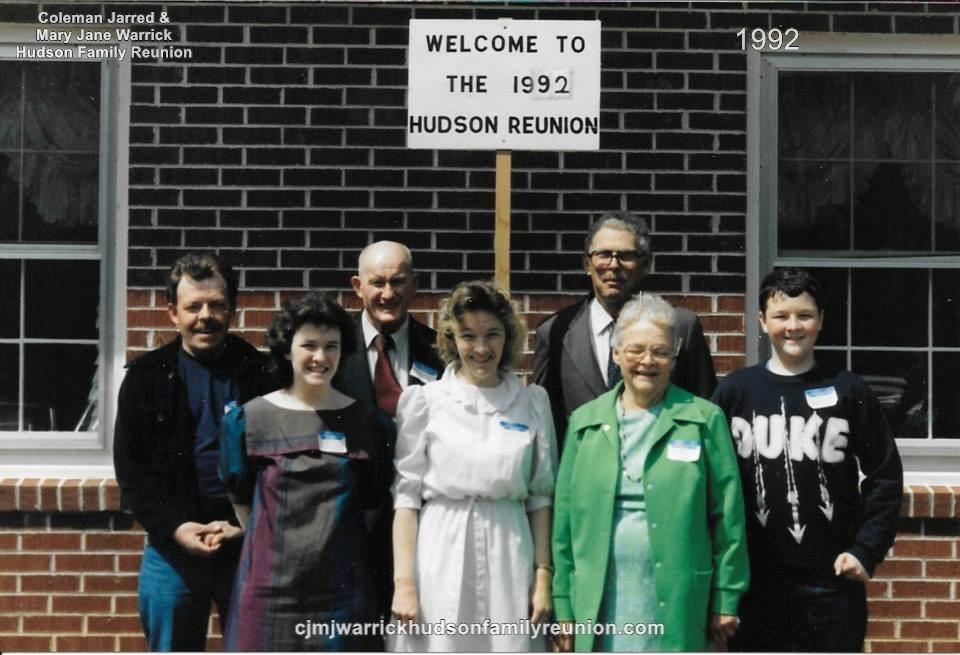 1992 - Family of Hollie: First Row: Michelle Mozingo, Kathy Shipp Mozingo Blagg, Lossie Hudson Shipp Second Row: Charles Arthur Blagg, Dixie Shipp, William Edward Hudson Sr., Aaron Mozingo