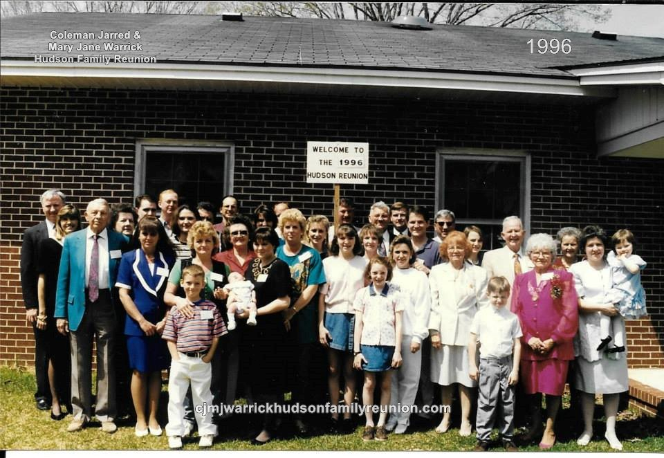 1996 - Family of George: Dewey Hudson Jr., Julia Hudson, Pelmon Hudson, Elsie Hudson, Leslie Spell III, Kelly Cannady, Ken Pollock, Norma Spell, Lewis Hudson, Sampson Hudson Jr., Peggy Hudson Spell, Jat Hudson, Margaret Hudson, Carlon Cannady, April Canna