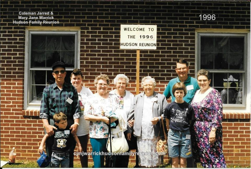 1996 - Family of Sallie: First Row: Justin Warrick, Kenneth Warrick, Dorthy Joraleman, Hazel Warrick Gooding, Karen Gooding Second Row: Katrina Warrick, Sallie Warrick, Carlton Gooding, Mattie Gooding Present, but not shown: Jessica Warrick Noble