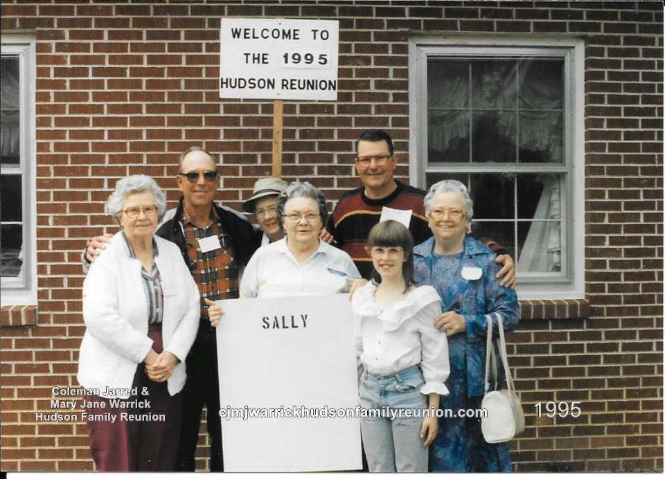 1995 - Family of Sallie: First Row: Sallie Warrick Edwards, Grace Warrick Short, Karen Gooding Second Row: Kenneth Warrick, Gertrude Sandford, Carlton Gooding, Hazel Warrick Gooding Present, but not shown: Bryan Gooding, Mattie Gooding