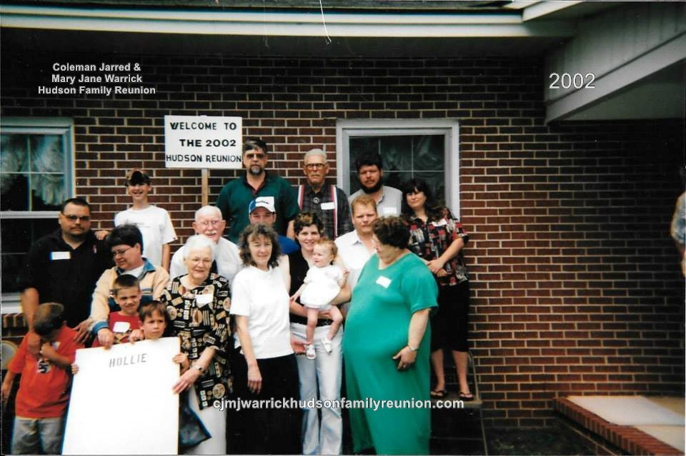 2002 - Family of Hollie -
First row: Justin Ryan Hudson, A.J. Wyatt, Aaron Stephenson, Lossie Hudson Shipp, Kathy Shipp Mozingo Blagg, Tiffany Mozingo, Brittnee Mozingo, Swannie Hudson. Second row: Nathan Hudson, Janet Faulk Wyatt, Dixie Shipp, Aaron Mozi