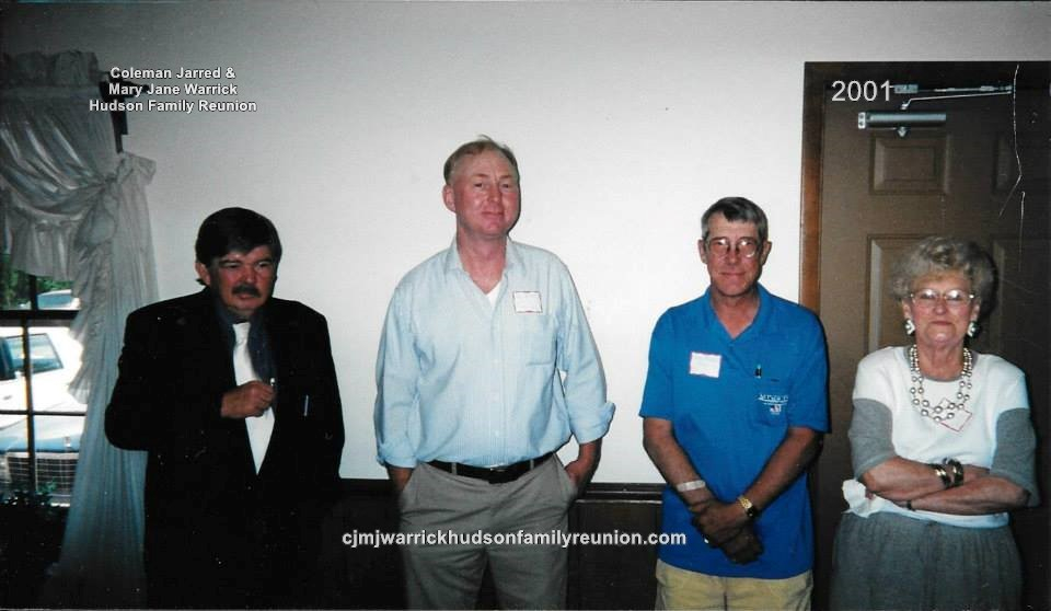 2001 - Visitors at reunion –
Rev. William Tripp Sr., Ken Pollock, Benny Tripp, Joyce Bass Binkley.