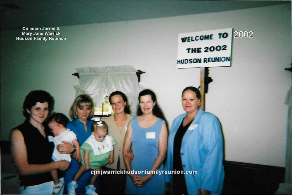 2002 - Descendants First Time Attending –
Tiffany Mozingo (mother holding her daughter) Brittnee Mozingo, Phagan Hudson (held by his mother, Cece Williams Hudson), Leslie Dunn (standing beside her mother) Camellia (Camille) Ann Sizemore Dunn, Linda Hudson