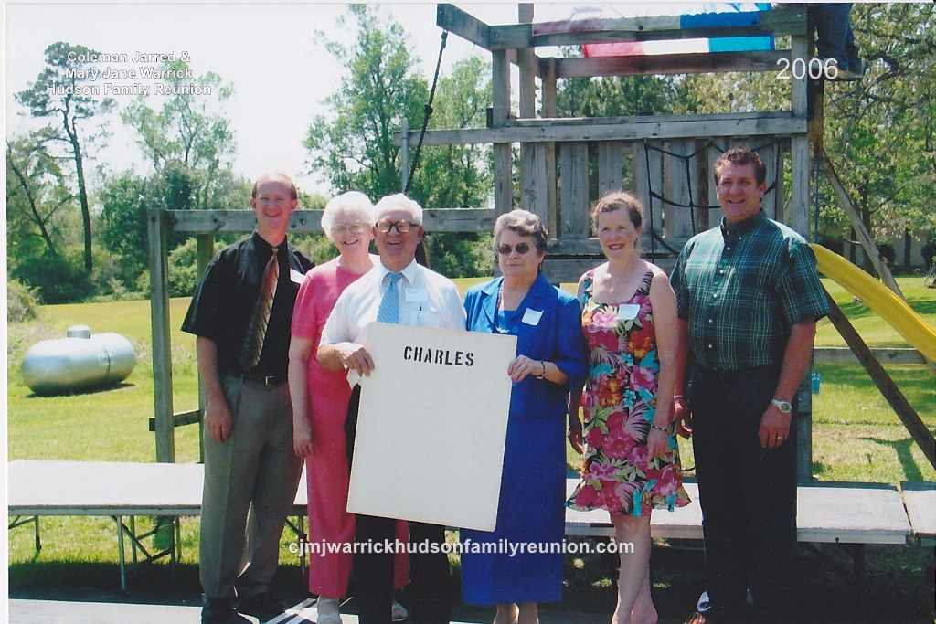 2006 – Family of Charlie:
Richard Landes, Helen Register, H. J. Register, Edith Hudson Sykes, Camellia (Camille) Ann Sizemore Dunn, Kenneth Register.