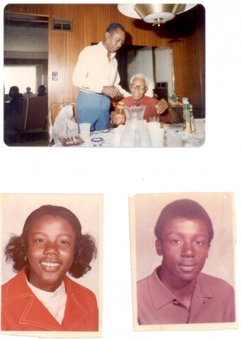 Top: Walter Brown, Sr. and his dad, William Papa Brown; Bottom: Walters children, Sheila (age 15) and Walter, Jr. (age 16)
