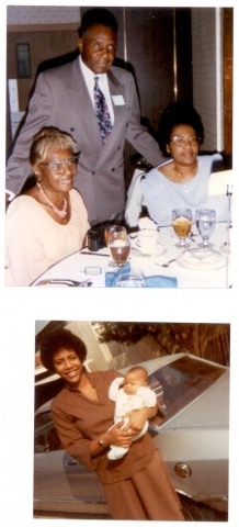 Top: Mama Browns son and daughter, William Buster and Annabelle Girlie. Far right is their brother, Claudes daughter, Claudette; Bottom: Busters daughter, Shirley, with her son Micah.