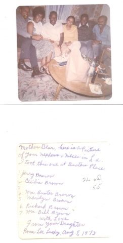 Special group photo by Rosalee with note on back to Mama Brown