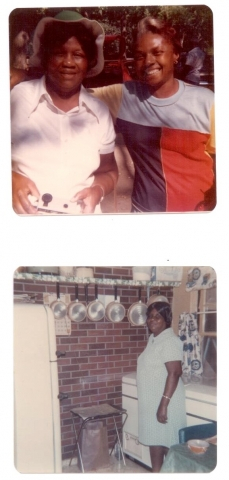 Rosalee Brown Lucky with her sister, Girlie. The back of the bottom photo reads To my darling mother with love, from Rosalee Lucky. This was taken in my kitchen. Aug 24, 1973.