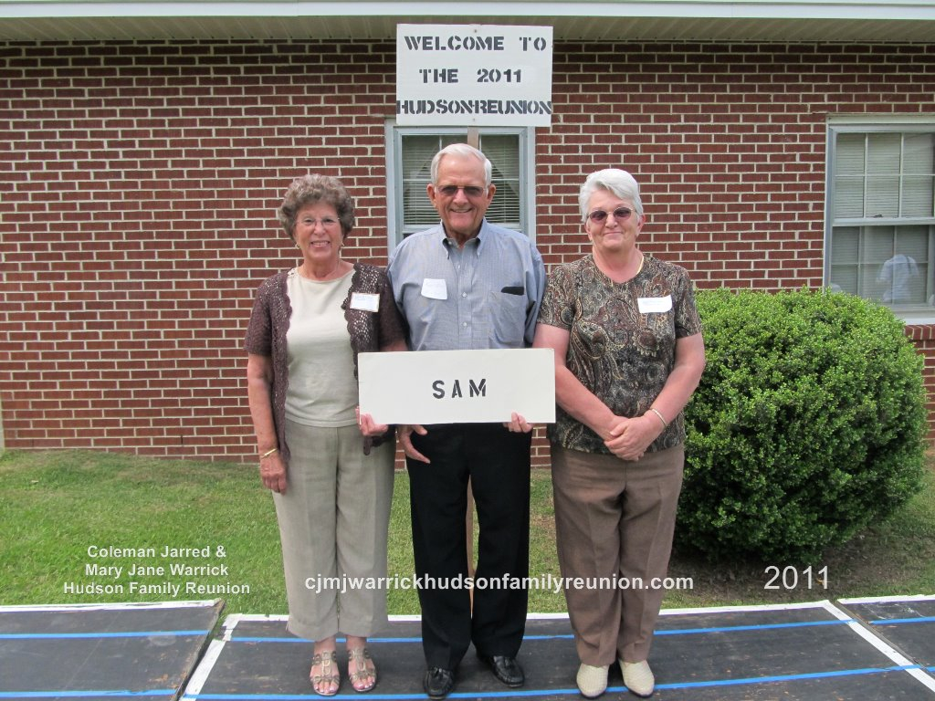 2011 – Family of Sam:
Sue Jones Sutton, Ken Jones (friend of Sue), Gwen Bishop