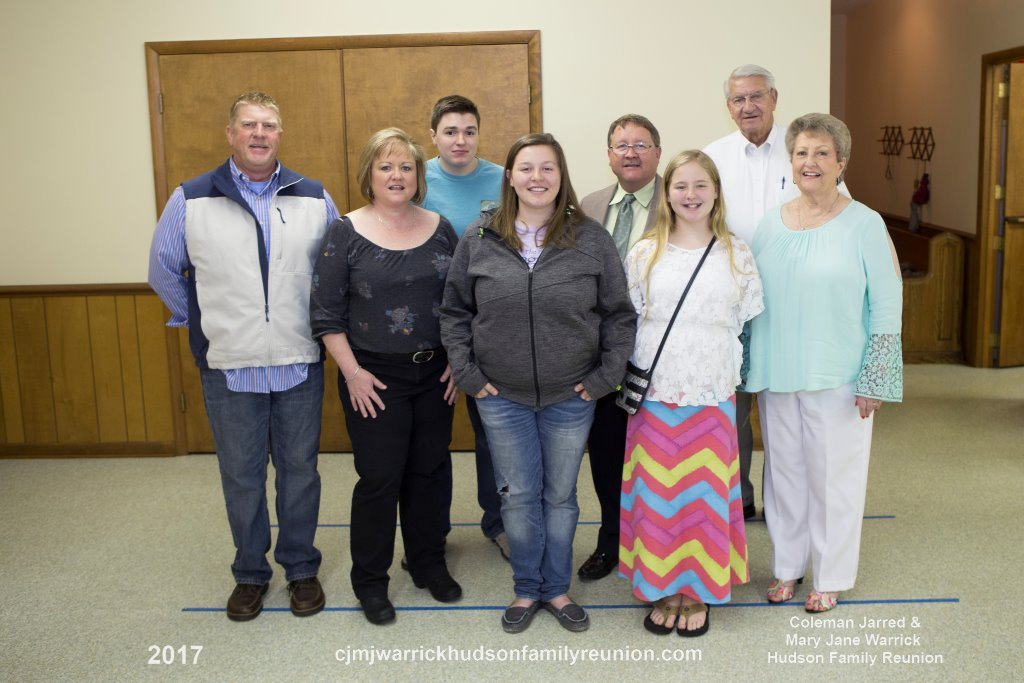2017 – Family of Sallie:
Front Row – Keith Gray, Patricia SUZANNE Faulk, Savanna Suzanne Brown, Susannah Faith Faulk, Patricia (Pat) Snow Shumate Faulk Batten.
Second Row - Wilson James Brown, James Venable (Ven) Faulk, Jr, Joseph Harold Batten, Jr.