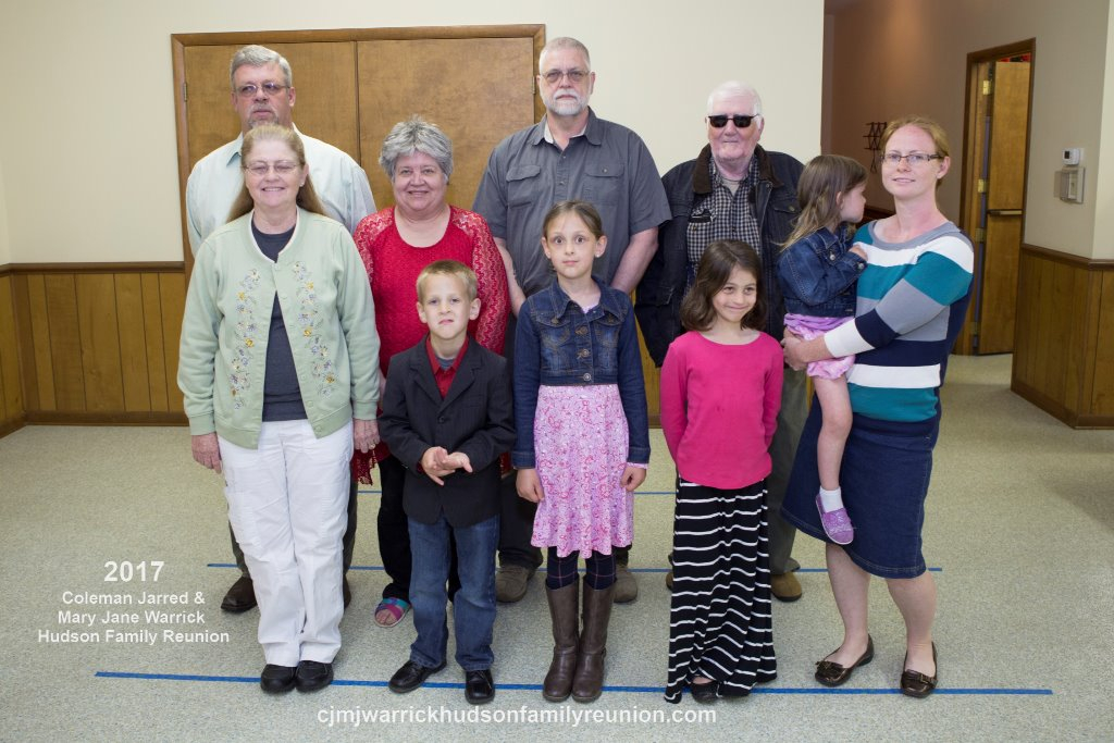 2017 – Family of Hollie:
Front Row - Lynn Faulk Barrett, Phoenix Gabriel Dyer, Amberlyn Candence Dyer, Scarlett Melrose Dyer, Savannah Brooke Dyer (held by her mother) Rebecca Outlaw Dyer.
Back Row - Howard Barrett, Janet Faulk Wyatt, William Conrad Wyat