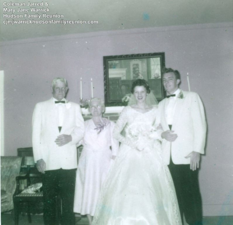 George & his wife Mamie Hudson w their daughter Virginia & her new husband Bob Bundy, wedding day
