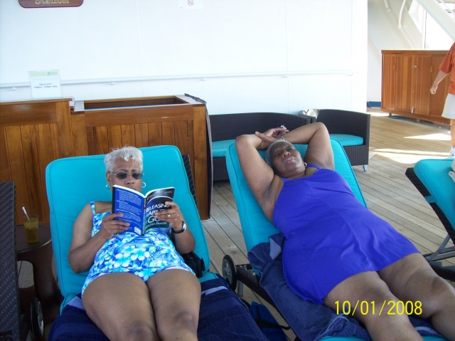 Shirley and Marge relaxing
