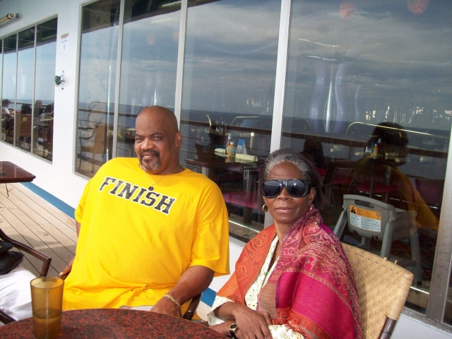 Joe and Francina on the deck outside of Brasserie Restaurant.