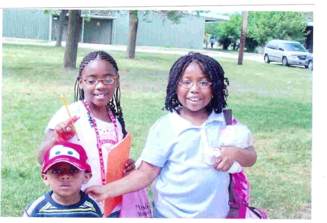 Makaela, Lauren, and Leroy leaving Summer Learning Camp at Olive Harvey College. 7/9/08