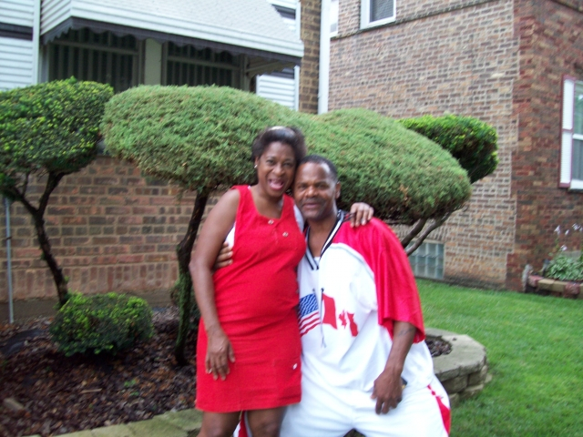Faith and Tyrone, a special friend, visiting at Shirley house in Chicago. July 2008