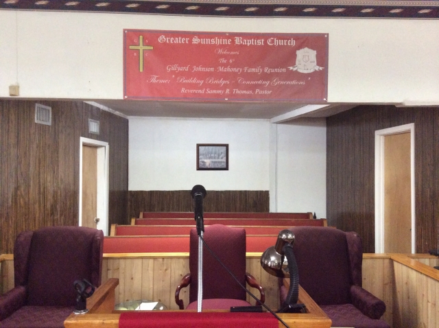 Greater Sunshine Baptist Church Welcome Banner for GJM Family Reunion