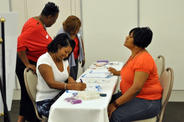 Completing Health Fair Questionnaire
