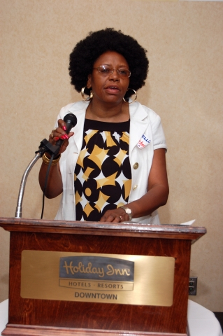 Velma Dumas, 2008 Family Reunion Planning Team Leader opens reunion with welcome remarks to attendees