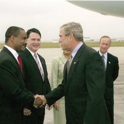 Isaac Randolph with President George Bush