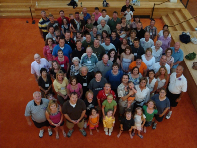 Group photo in the commons bldg. following dinner 6-20-09