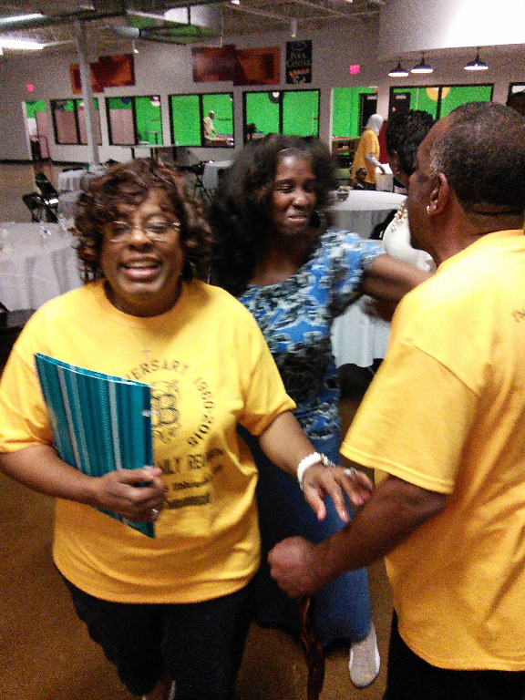 Leticia working the crowd.