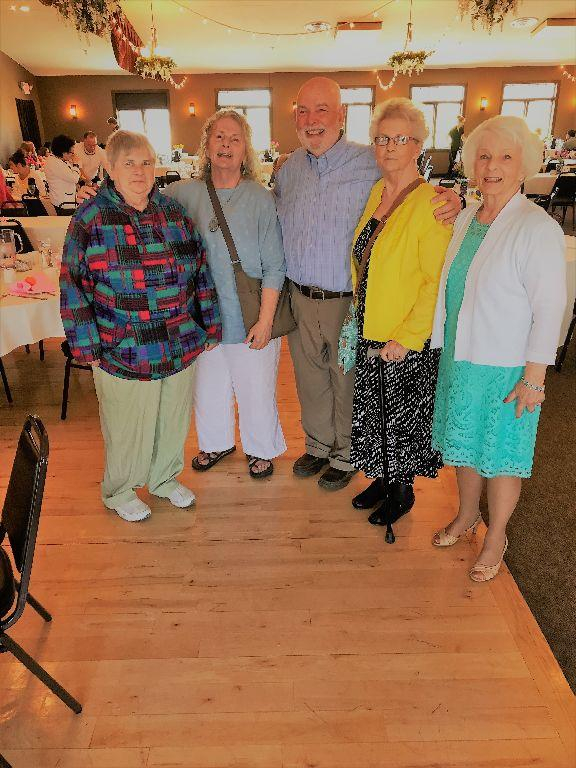 Easter 2017 (L-R) Gayle; Susan; Ted; Margaret; Judy. [Age order: Ted; Judy; Margaret; Gayle; Susan]