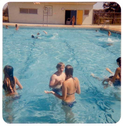 SYB plays Anderson Fair in Shasta Co., early 70s, then goes for swim; You want to get on MY shoulders?