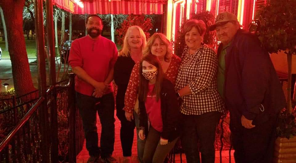 Tim Monroe, Melanie Bennett-Whitaker, Cheryl ONeal Dodson, Jory Dodson, Karen Piper, and Danny McBride getting together at Pappasitos in Arlington, TX on February 6, 2021.