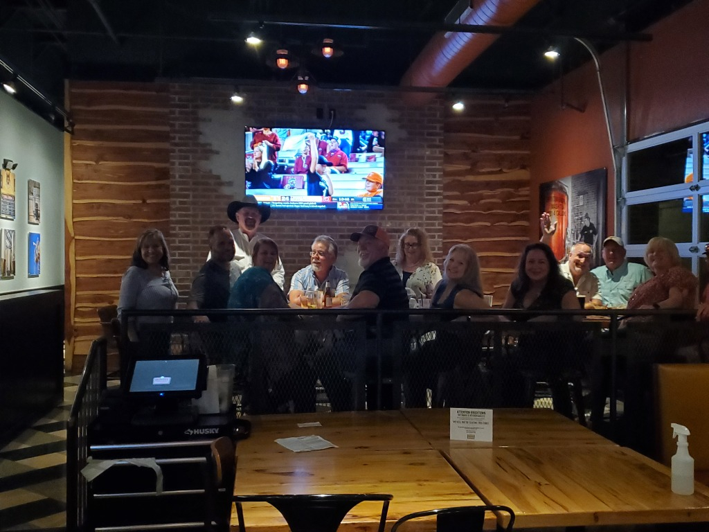 BHS Classes of 1980, 1981 and 1982 Meet-Up at Bricktown Pizza on Saturday after 2020 Homecoming game (L-R) Tommie Morales Briley, Steve Steigerwald, Greg Pendley, Barb Shaffer, Richard OMalley, Roy Cheney (Class of 1976), Renee OMalley, Tiffany Alvey Herr