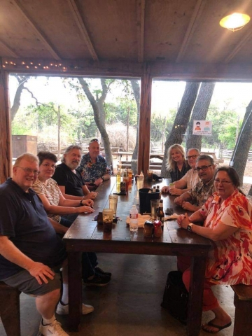 Several BHS Class of 1980 classmates got together on April 9, 2021 at Salt Lick BBQ in Driftwood, TX about 15 miles southwest of Austin. Attendees included Ross DeGreve and his wife Sheryl, Roger Hammel and his wife Sabrina, Jeff James, Kevin and Annette 