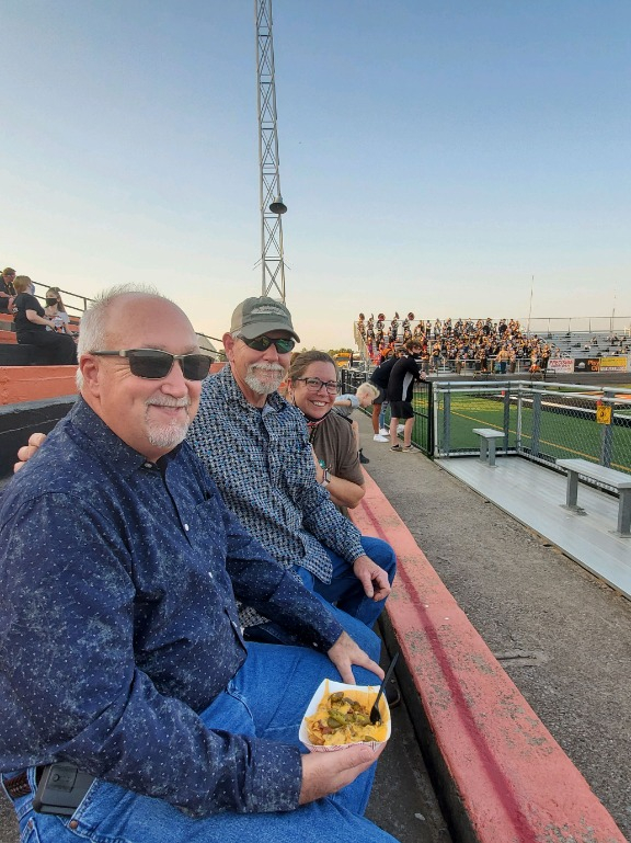 Mark Shallenberger (Class of 1982) and Jay and Sonya LaBrie at 2020 Homecoming game against Vernon on September 25, 2020 (Kevin Seager photographer)