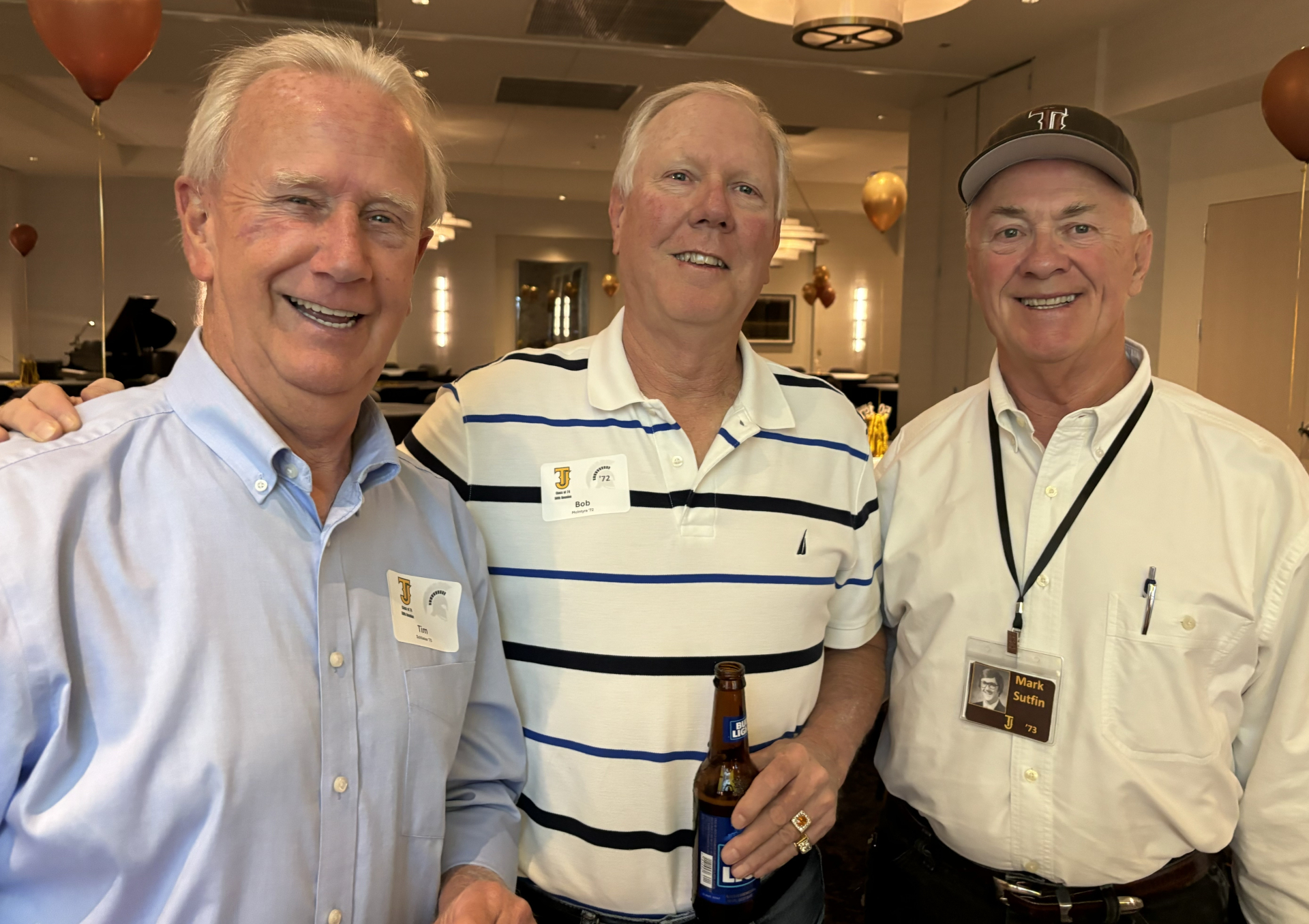 Tim Schlieker '73, Bob McIntyre '72, and Mark Sutfin '73