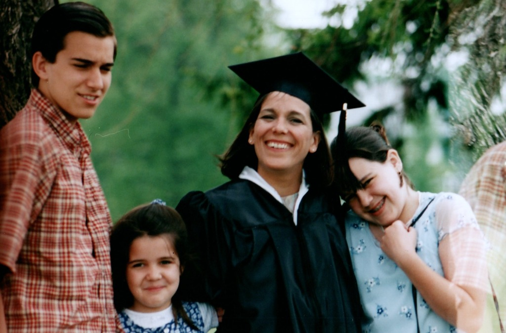 Becky Thatcher and kids at her college graduation