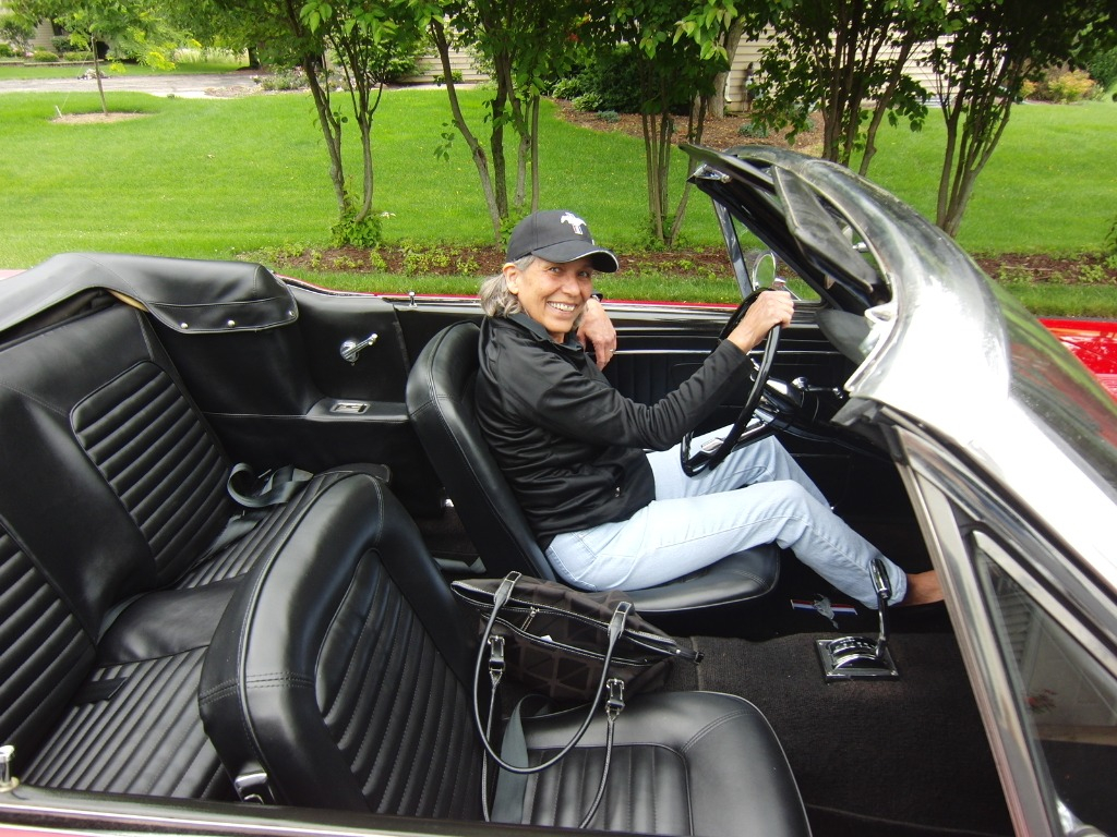Becky Thatcher in her 64 1/2 Mustang